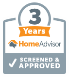 HomeAdvisor three years screened and approved badge